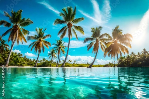 beach with palm trees generated by AI tool © Muhammad