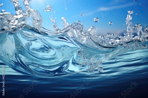 Splashes of clear water, clean water with the blue sky background
