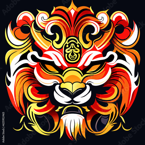Tribal lion head. Vector illustration for t-shirt design
