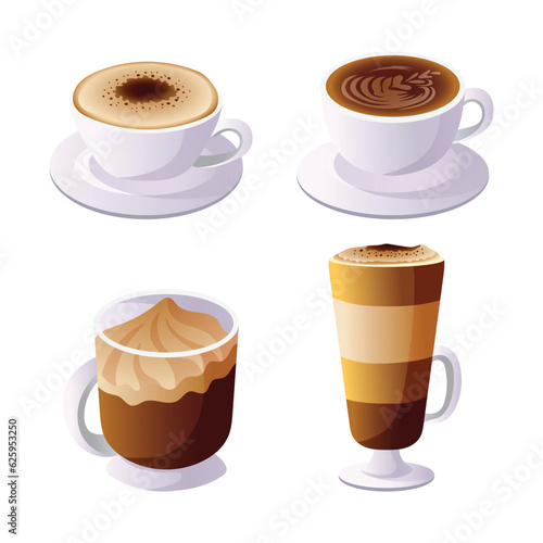 Coffee Flat 3D Style Object Sticker Icon Set Collection