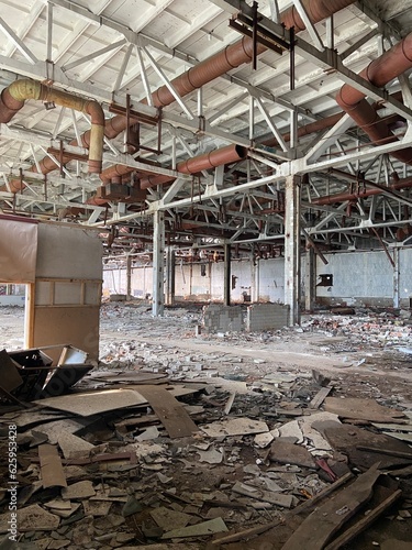 The destroyed building of the enterprise