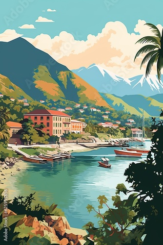 Dominica - Roseau retro poster (ai)