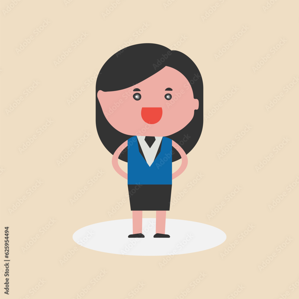A happy young business woman.Full female body. Cartoon look lady businessman.vector Illustration. A happy young business woman.Full female body. Cartoon look lady businessman.vector Illustration.