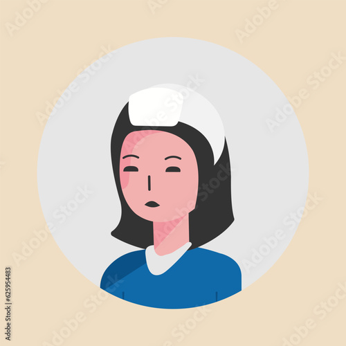 A tired Nurse. A bored nurse cartoon character  feeling boring.vector illustration.Portrait of a nurse.Unhappy nurse. Vector illustration.