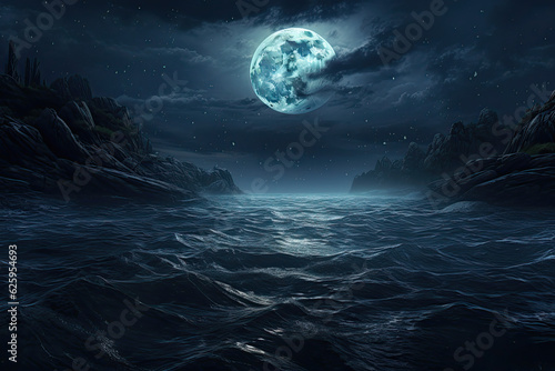 full moon over the sea