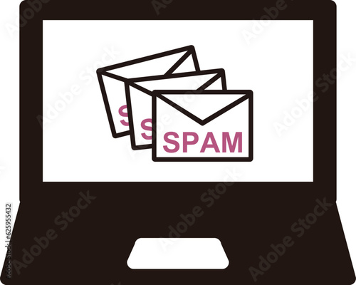 スパムメールが大量に届いている様子を描いたイラスト