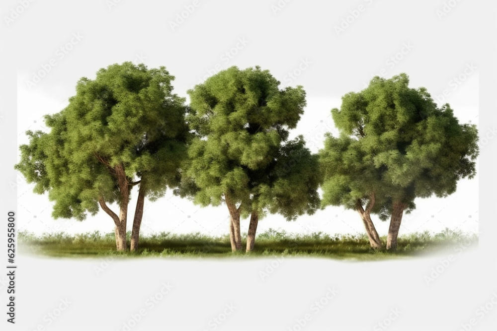 Collection of isolated trees on white background Generative AI Collection of isolated trees on white background Generative AI