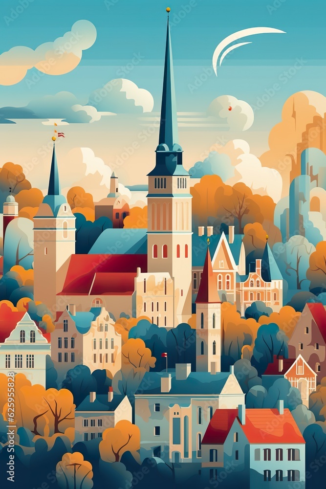 Estonia - Tallinn retro poster (ai)
