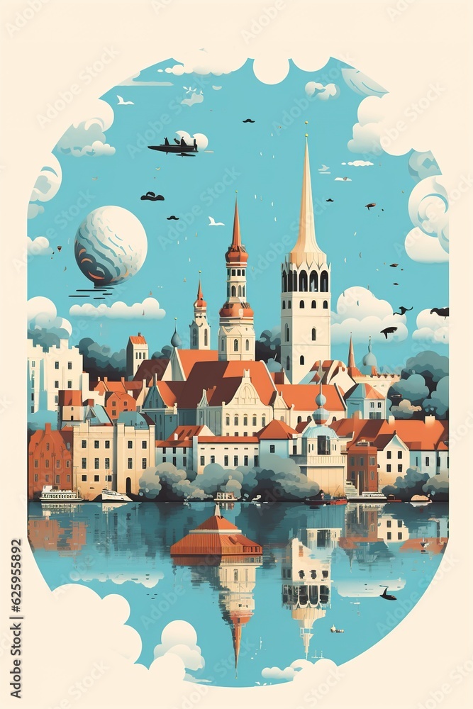 Estonia - Tallinn retro poster (ai)