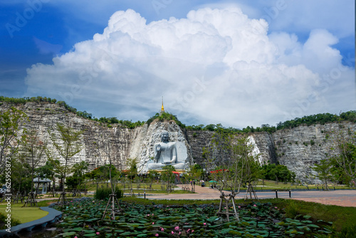 Phra Buddha Phaya Khiri Sri Suvarnabhumi or Reverend Father U-Thong big buddha Wat Khao Tham Thiam, U Thong District, Suphan Buri, Thailand photo