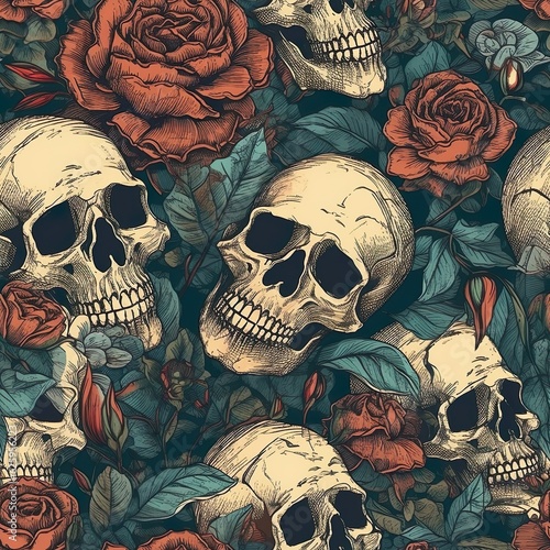 skull and roses, generative AI