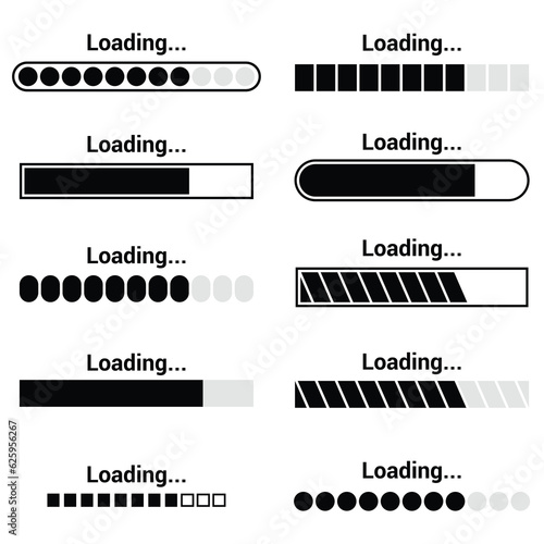 Set of loading icons system software update and upgrade concept.
