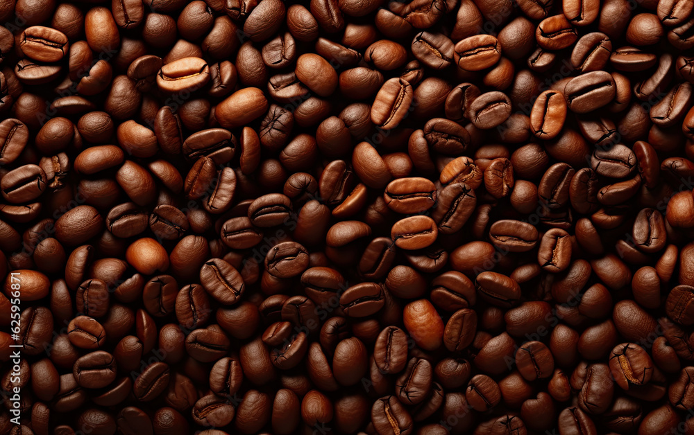 Obraz premium Coffee beans background illustration ,Generative AI