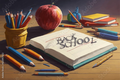 back to school stationery for education stock vector illustration
