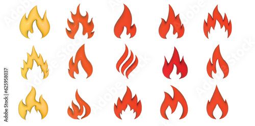 3d fire icons on transparent background. Minimal design 3D rendering illustration.