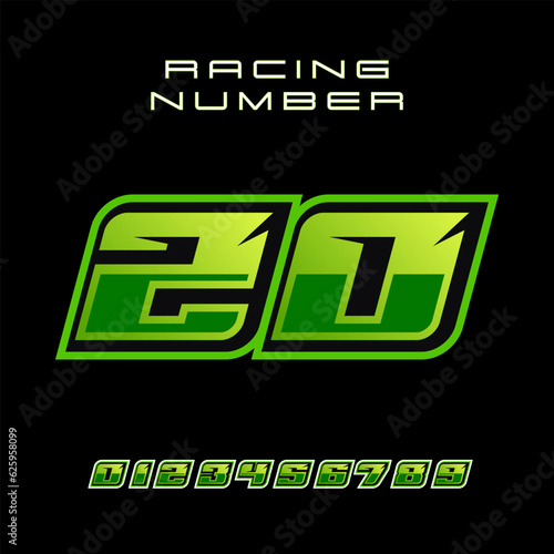 Racing Number 20 Vector Design Template