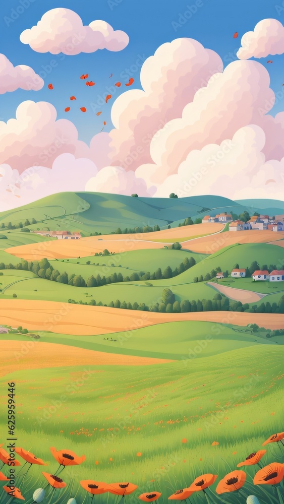 Fototapeta premium landscape with field and sky