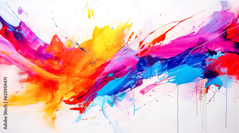 creative abstract multicolored watercolor painting on white background, made with Generative AI