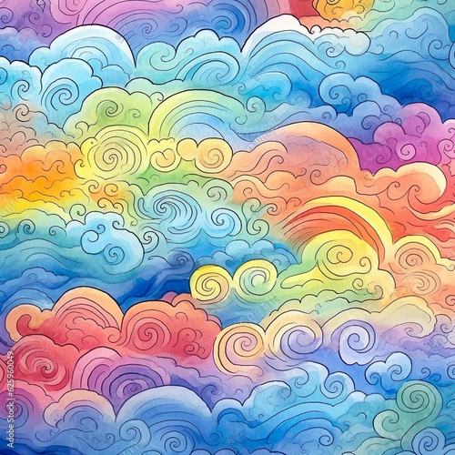 rainbow and clouds, generative AI