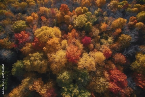 Arial view of a autumn forest  generative ai