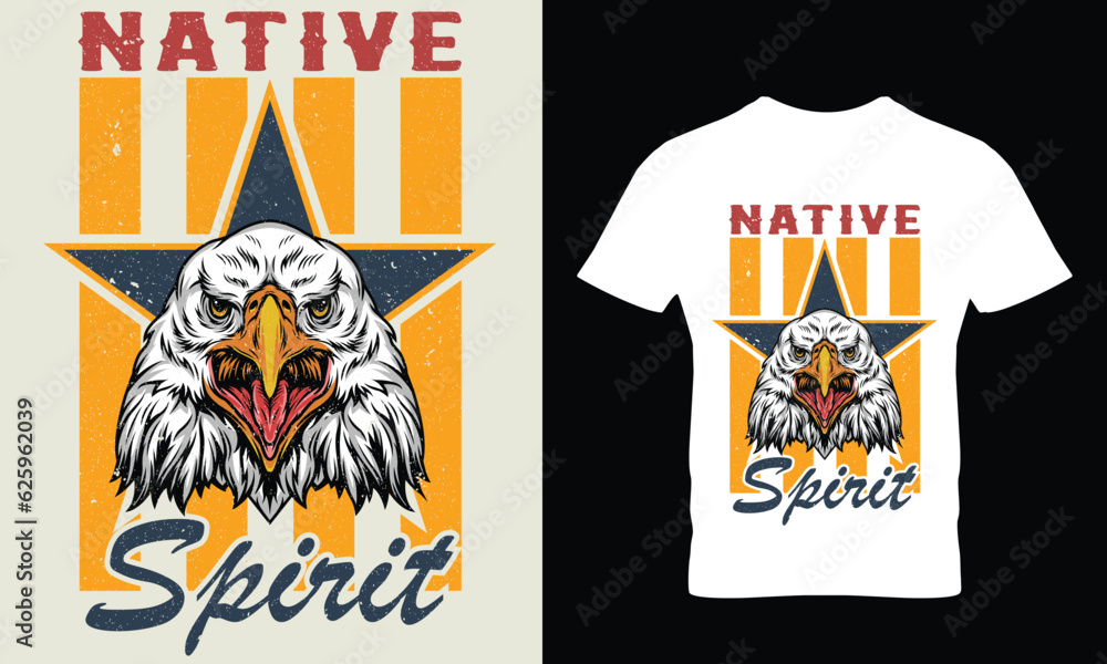 Native spirit American eagle t-shirt design.Colorful and fashionable t-shirt design for men and women Native spirit American eagle t-shirt design.Colorful and fashionable t-shirt design for men and women