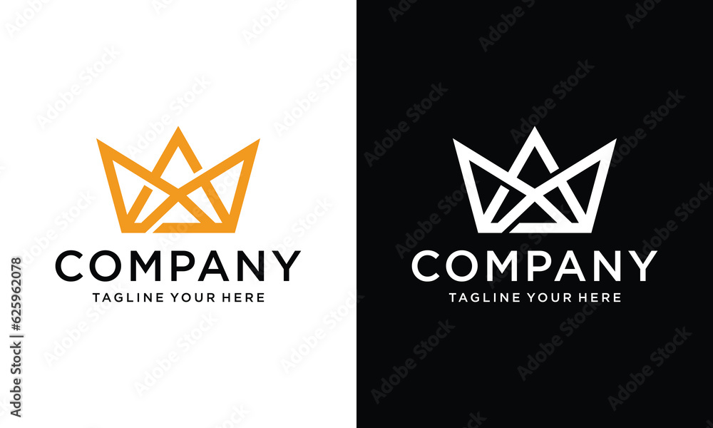 Linear elegant crown logo.on a black and white background. Linear elegant crown logo.on a black and white background.
