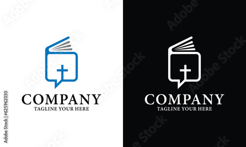christian holy book vector icon logo design on a black and white background.