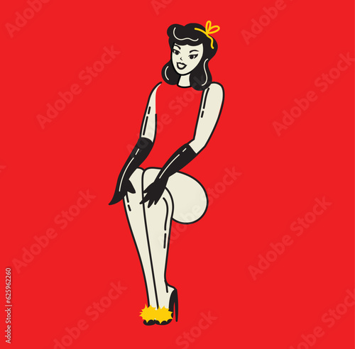 Wow pop art illustration of the sexy young groovy retro woman. Vector colorful background in pop art retro comic style for advetising.