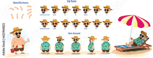 Set of police, cop design. Character Model sheet. Front, side, back view animated character. Policewoman character creation set with various views, poses and gestures. Cartoon style, flat vector