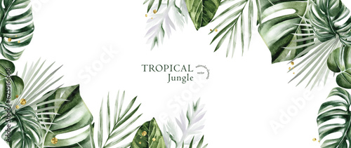 Tropical jungle watercolor vector background design