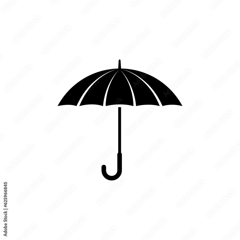 open umbrella icon in black on a white background, reliable weather protection or in business