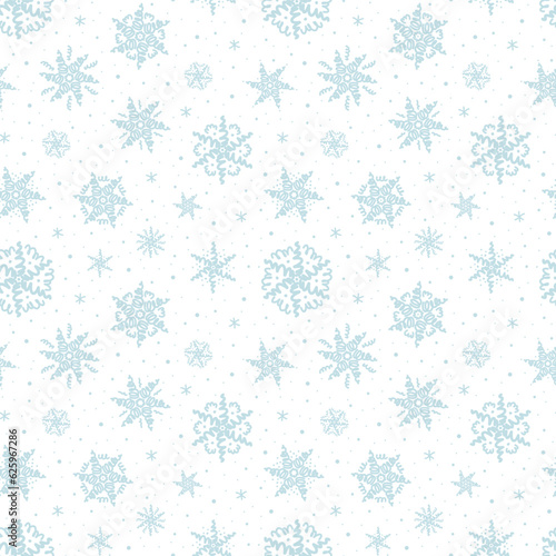 Christmas seamless pattern with snowflakes  winter background.