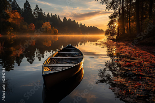 The serene lake creates a tranquil atmosphere as the mist gently blankets its surroundings.