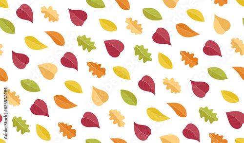 Autumn background, seamless pattern with colorful leaves.