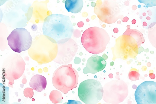 Rainbow circle watercolor seamless pattern for background. Generative AI