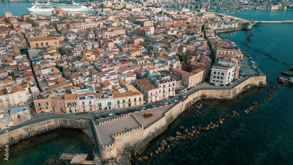 Aerial photo of the town of Syracuse in Sicily.