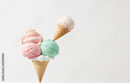 Ice cream in a cone, generative AI 
