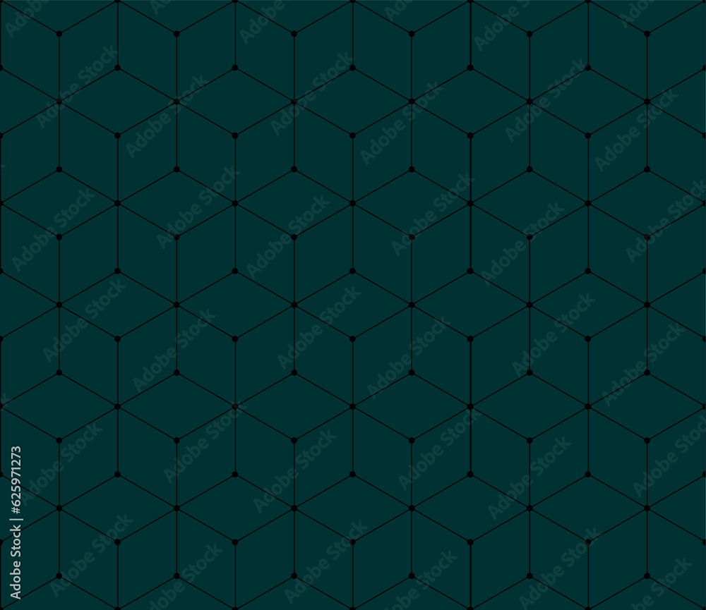Fototapeta premium Vector seamless cubic hexagon pattern. Abstract geometric low poly background. Stylish grid texture connect the dots.