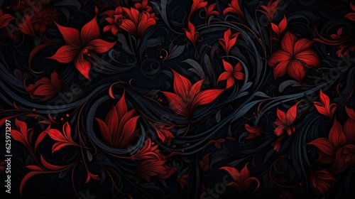 dark red floral abstract pattern