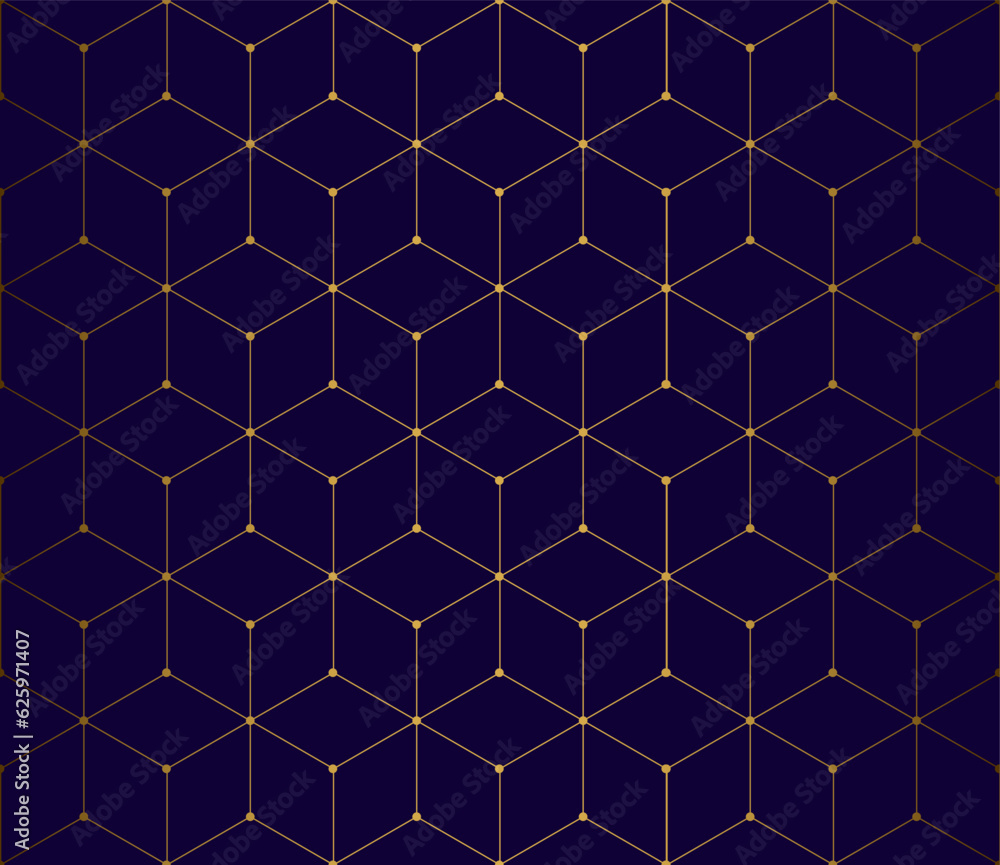 Vector seamless cubic hexagon pattern. Abstract geometric low poly background. Stylish grid texture connect the dots. Vector seamless cubic hexagon pattern. Abstract geometric low poly background. Stylish grid texture connect the dots.
