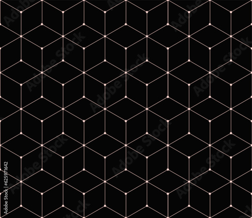 Vector seamless cubic hexagon pattern. Abstract geometric low poly background. Stylish grid texture connect the dots.