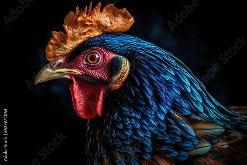 portrait of a beautiful rooster, generative AI