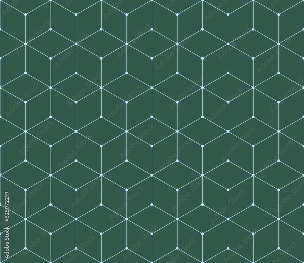 Fototapeta premium Vector seamless cubic hexagon pattern. Abstract geometric low poly background. Stylish grid texture connect the dots.