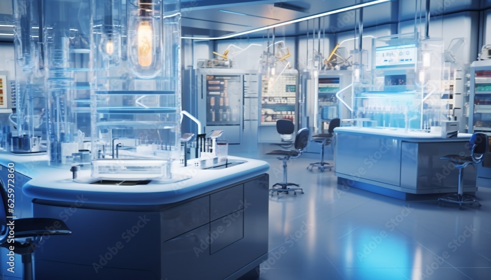 Naklejka premium Bright and Ultra Modern High Tech Laboratory