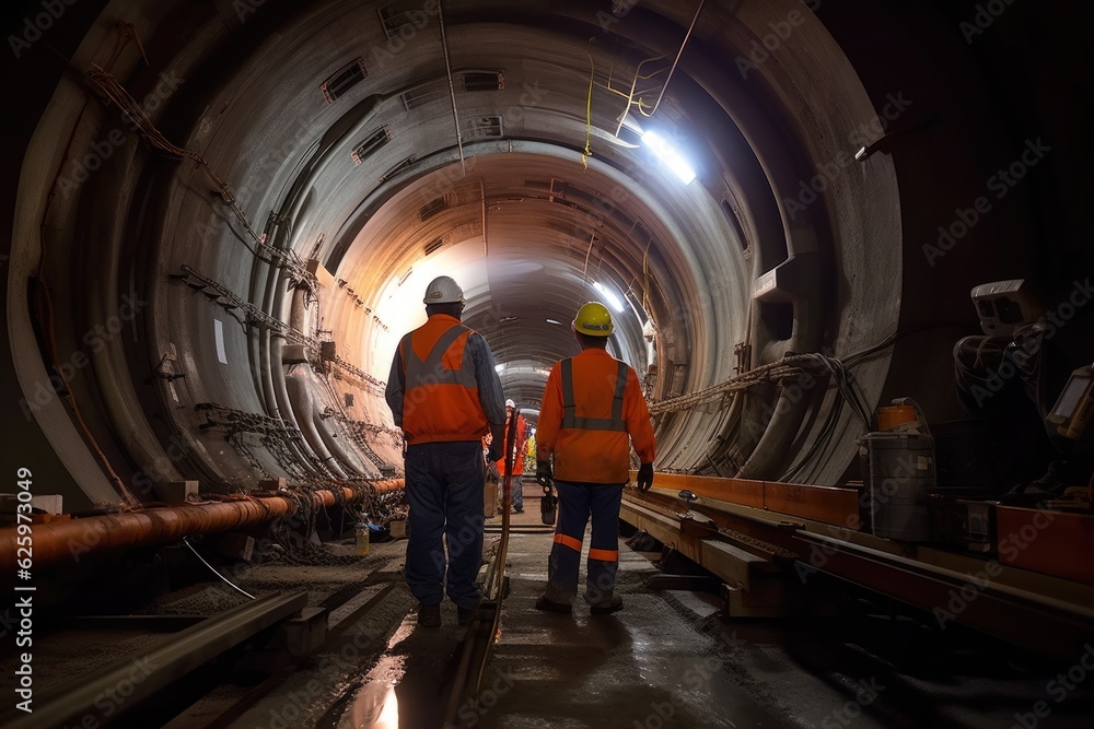 Architect and Engineer wearing safety underground construction