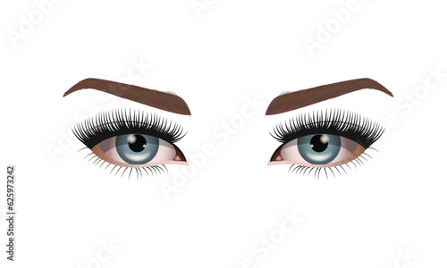 Eyelash extension types, realistic eyes and eyelashes, high detail