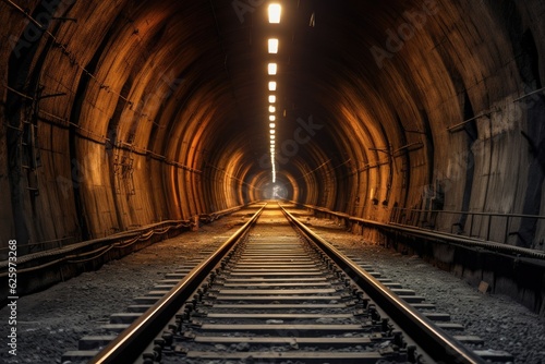 Modern railway tunnel. train technology concept.