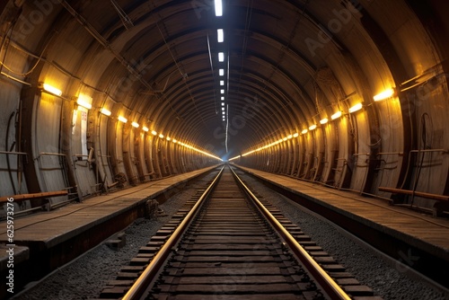 Modern railway tunnel. train technology concept.