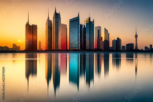 city skyline at sunset © Aniqa