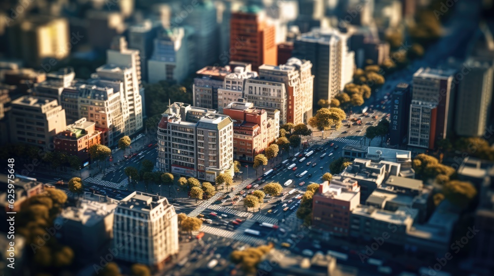 Fototapeta minature city aerial shot